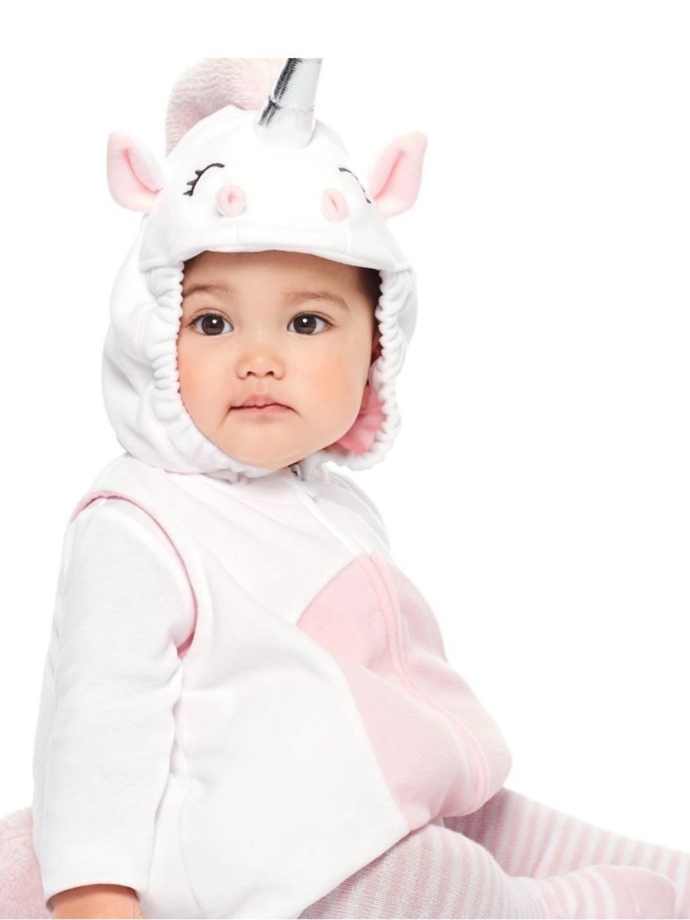 Carter's White and Pink Unicorn Hooded Baby Costume